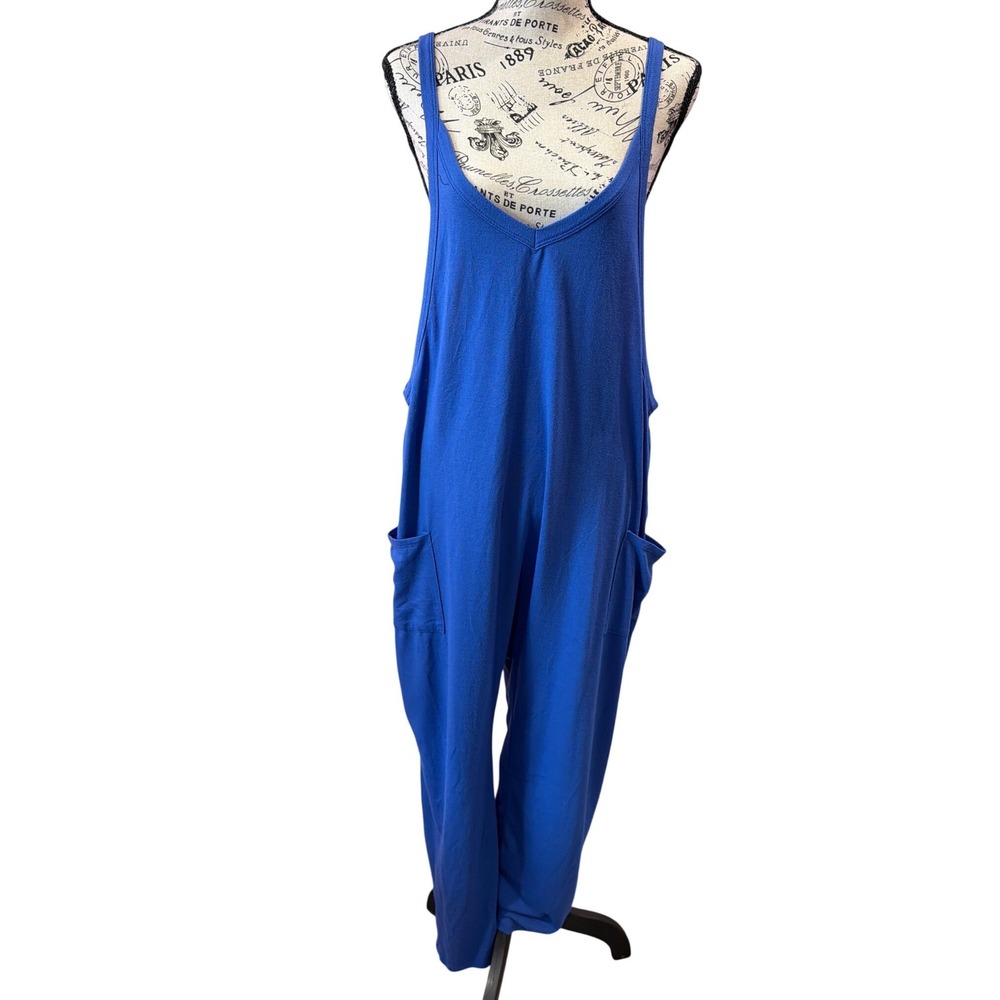 Shop Basic USA Royal Blue Relaxed Harem‎ Jumpsuit Romper with Pockets Large
